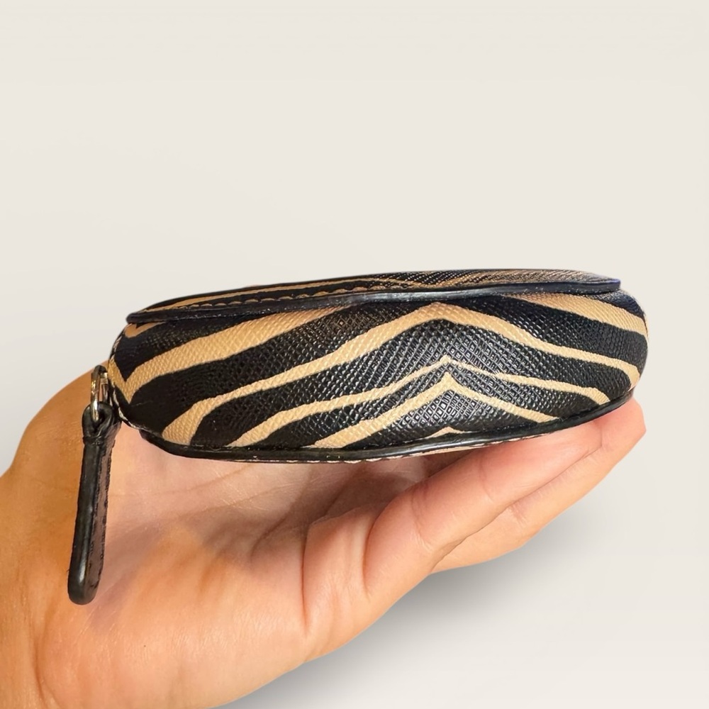 Coach Black and Tan Zebra Print Coin Purse - Picture 3 of 10